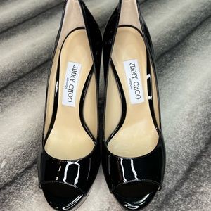 Jimmy Choo Jennica 125 mm Classic Platform Black Patent Leather Pump Heels